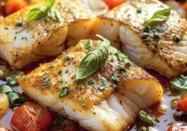Pan-Seared Cod in White Tomato Basil Sauce