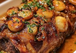 Slow Confit Lamb Shoulder with Roasted Garlic, Honey & Wholegrain Mustard