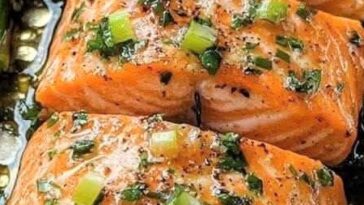 Garlic Butter Roasted Salmon with Asparagus