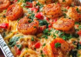 Creamy Cajun Shrimp Pasta Bake